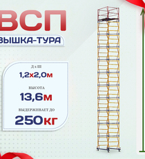 Вышка-тура  ВСП 1.2х2.0, Н-13.6м - stroymarket66.ru - Санкт-Петербург