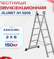 Лестница двухсекционная Alumet Ал 5206 - stroymarket66.ru - Санкт-Петербург