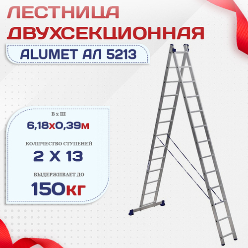 Лестница двухсекционная Alumet Ал 5213 - stroymarket66.ru - Санкт-Петербург